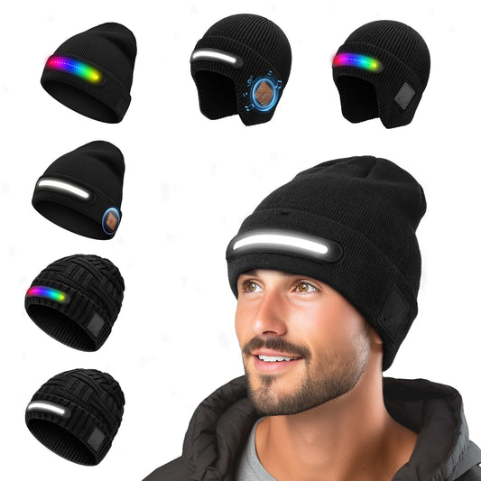Bluetooth LED Beanie Hat Wireless Music Calls Headlamp