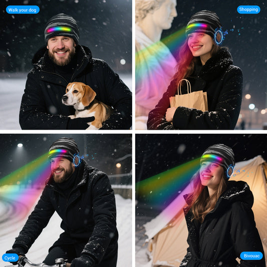Bluetooth LED Beanie Hat Wireless Music Calls Headlamp