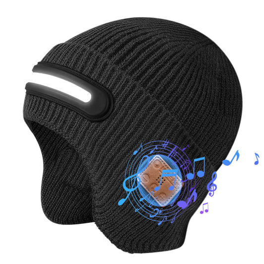 Bluetooth LED Beanie Hat Wireless Music Calls Headlamp