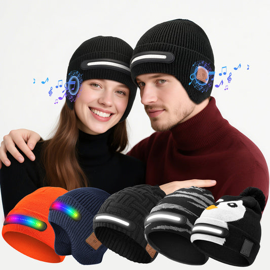 Bluetooth LED Beanie Hat Wireless Music Calls Headlamp